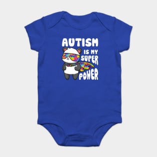 Autism is my Super Power Autism Awareness Panda design Baby Bodysuit